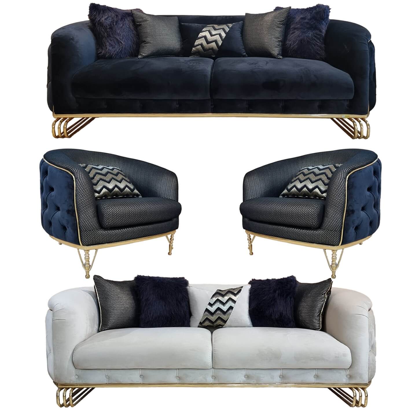 مبل راحتی هفت نفره صنعت آدلی مدل کویین با پارچه مازراتی